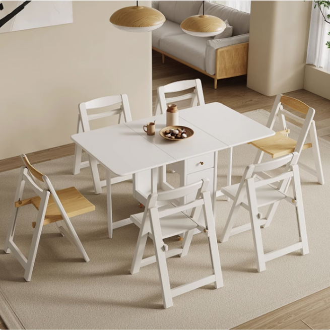 Drop Leaf Folding Dining Table With Foldable Chairs SET 5-Piece