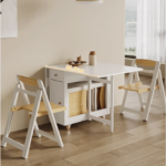 Drop Leaf Folding Dining Table With Foldable Chairs SET 5-Piece