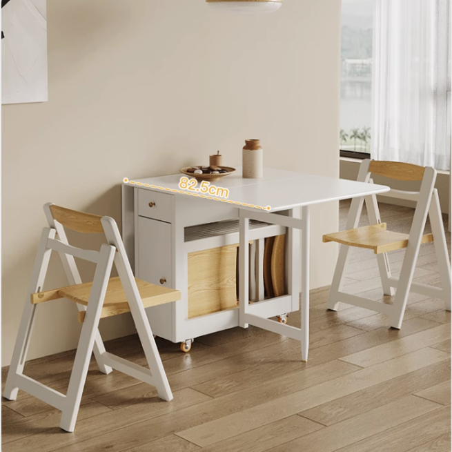 Drop Leaf Folding Dining Table With Foldable Chairs SET 5-Piece