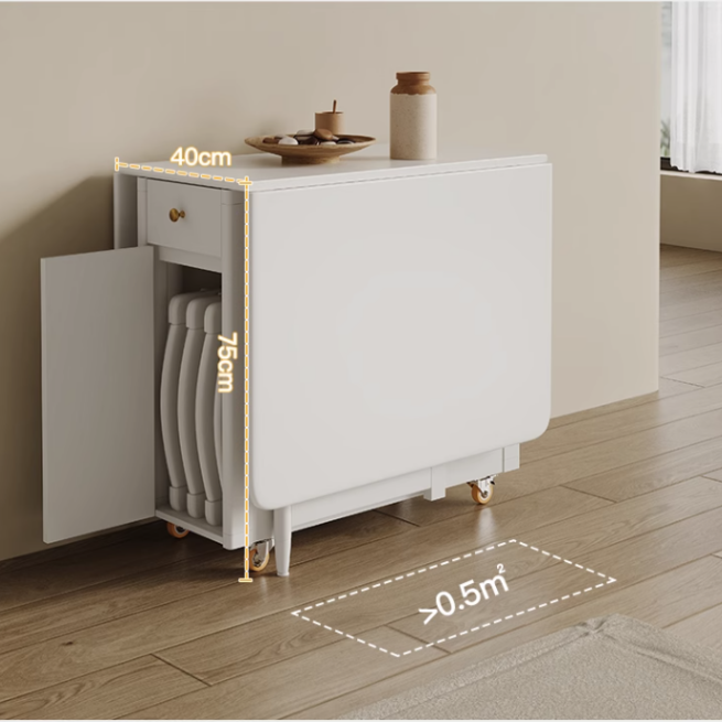 Drop Leaf Folding Dining Table With Foldable Chairs SET 5-Piece