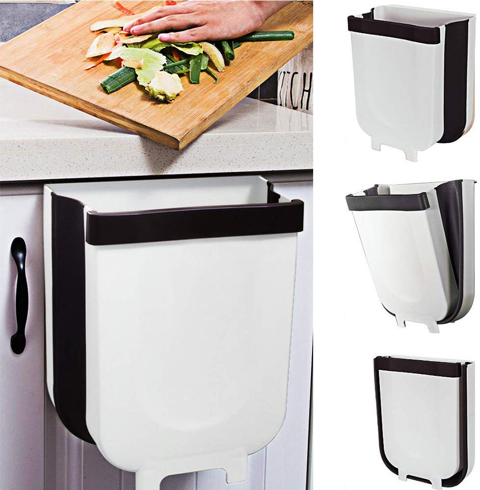 Kitchen Trash Can,foldable Waste Bin For Kitchen,hanging Folding Trash Can  For Kitchen Cabinet Door,collapsible Hang Small Plastic Garbage Can For Cab