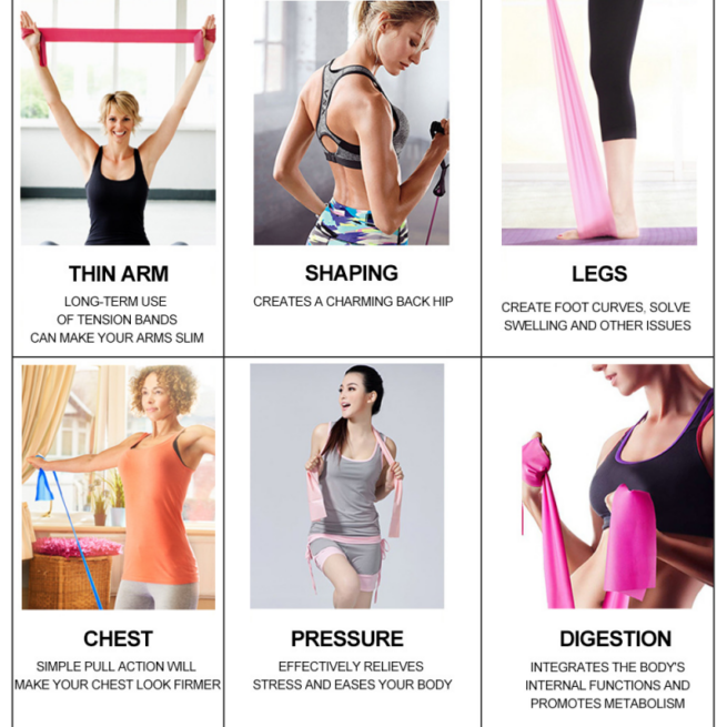 5 Colors Long Exercise Bands for Arms Shoulders Legs and Butt