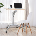 Pneumatic single leg sit to stand desk height adjustable workstation