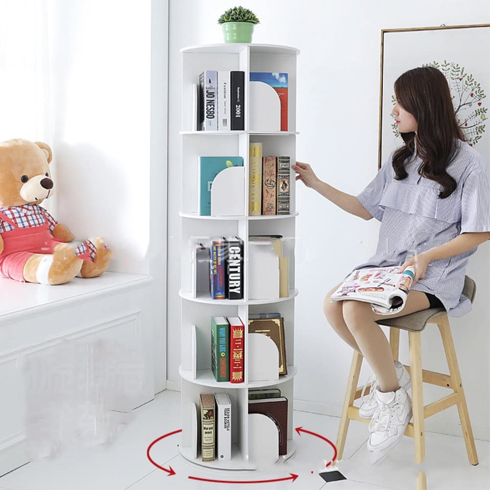  2 Tier 360° Rotating Stackable Shelves Bookshelf Organizer  (White) - Intexca : Home & Kitchen